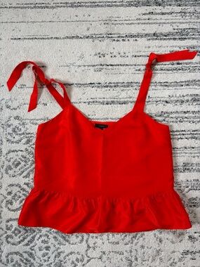 J. Crew Bright Red Tie-Shoulder Peplum Camisole